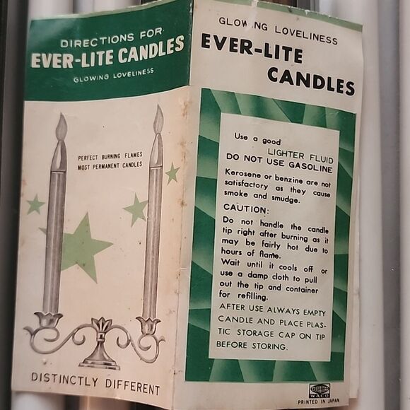Vintage Set Of Ever~lite Refillable Taper Candles